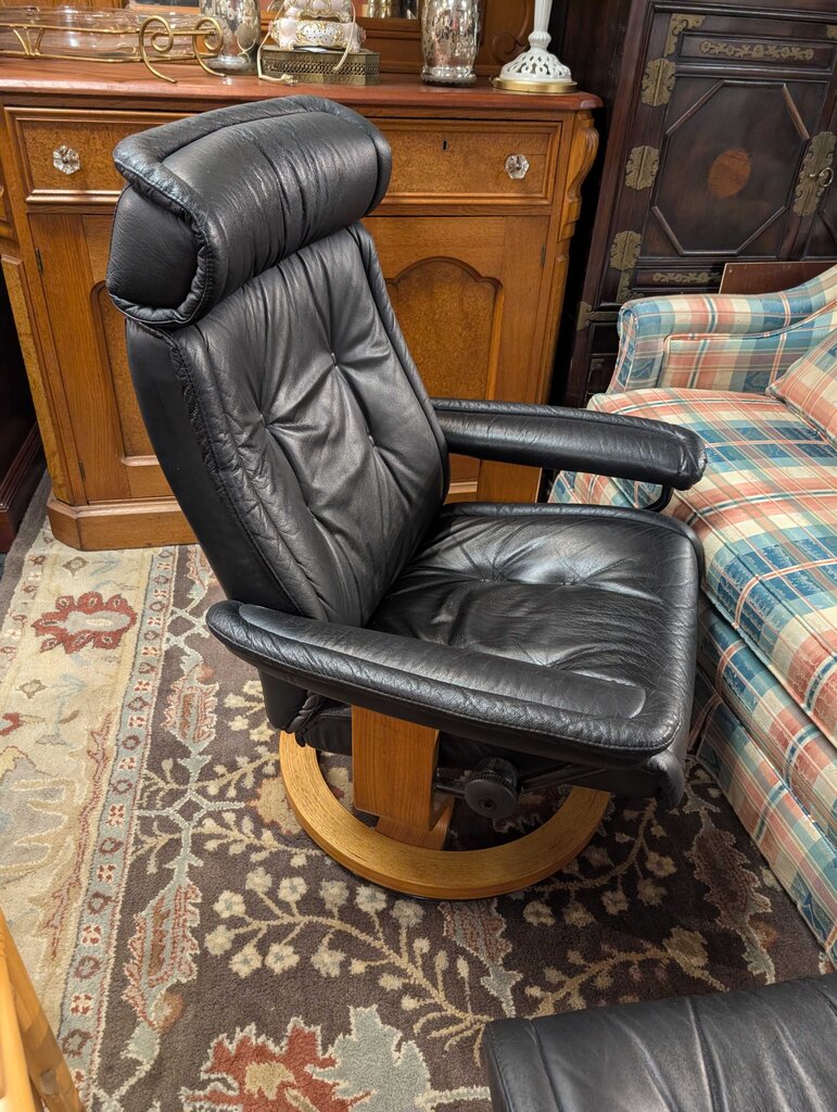 Vintage Danish Modern Lounge Chair With Ottoman