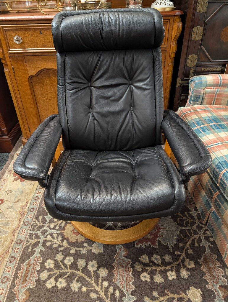 Vintage Danish Modern Lounge Chair With Ottoman
