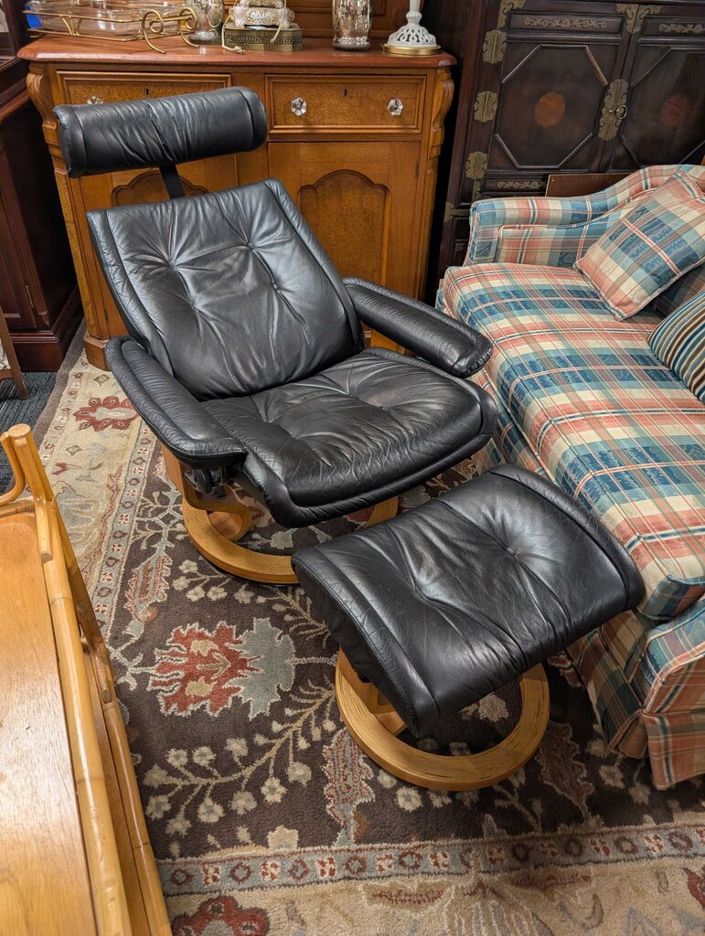 Vintage Danish Modern Lounge Chair With Ottoman