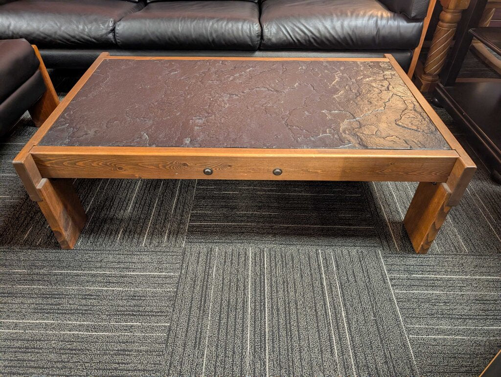 Vintage Faux Slate Top Coffee Table
