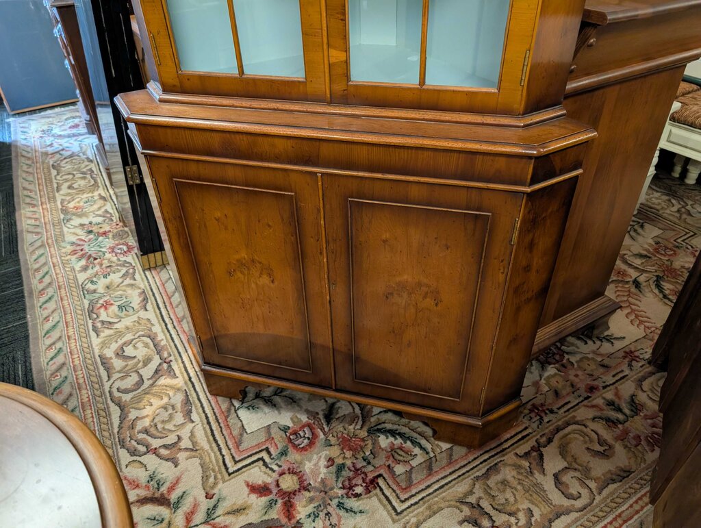 Colonial Revival Elm Burl Walnut Corner Cabinet