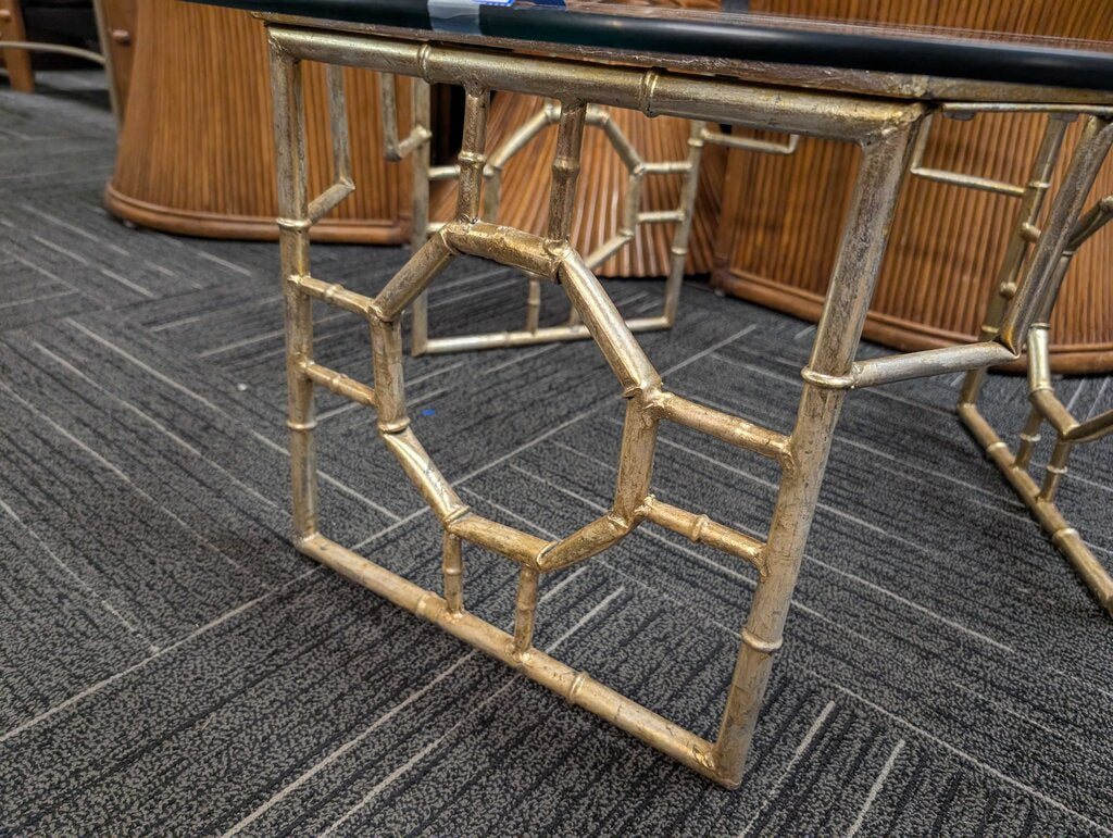 Round Faux Bamboo Glass Top Coffee Table