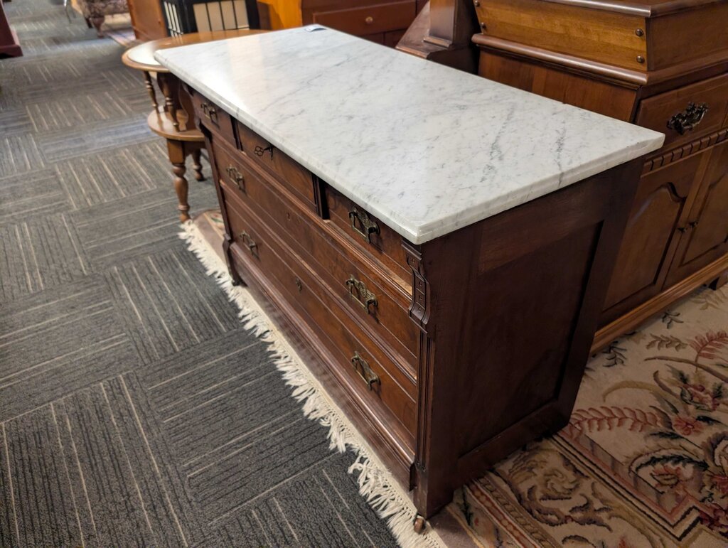 Victorian Marble Top Three Drawer Dresser
