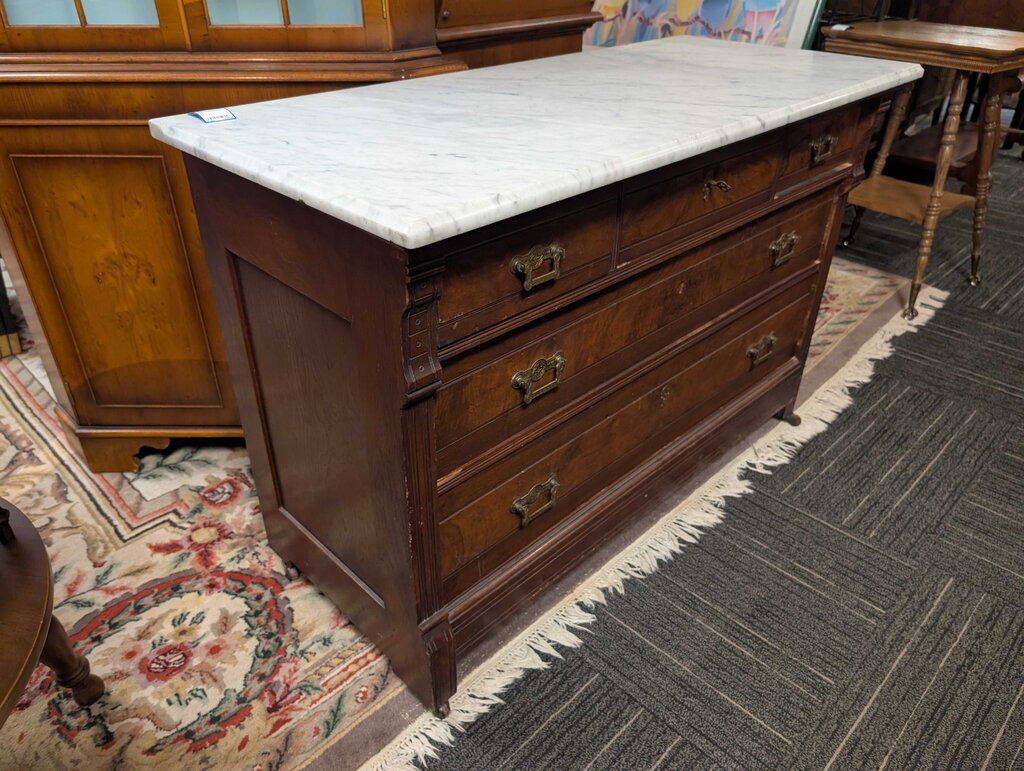 Victorian Marble Top Three Drawer Dresser