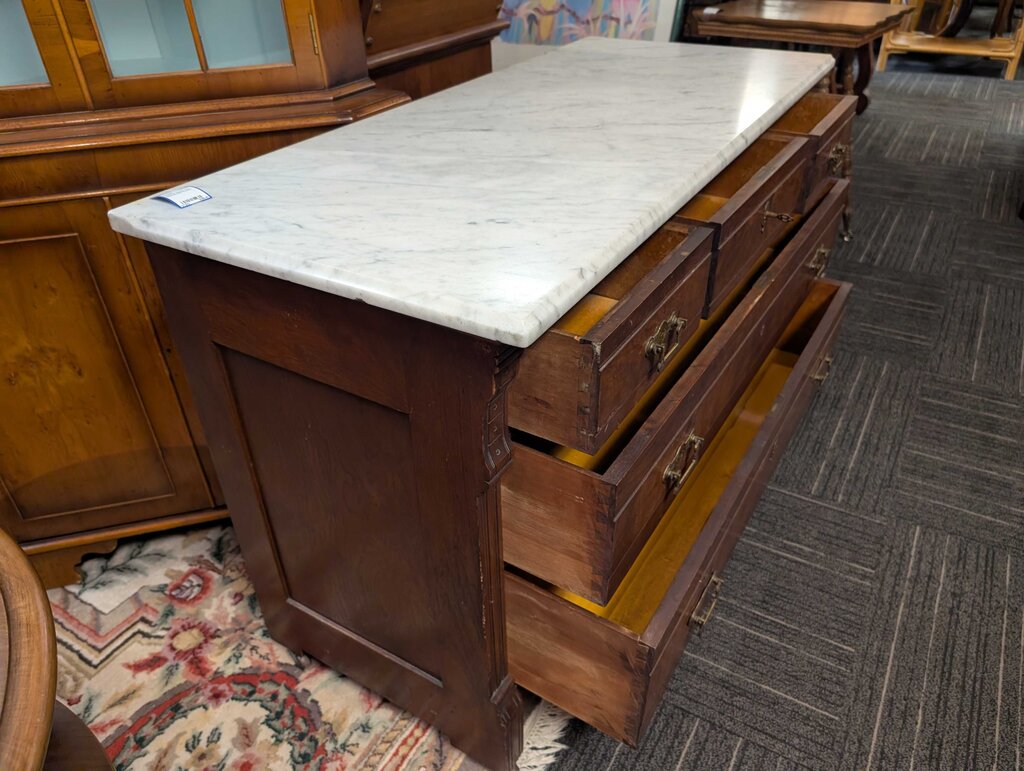 Victorian Marble Top Three Drawer Dresser