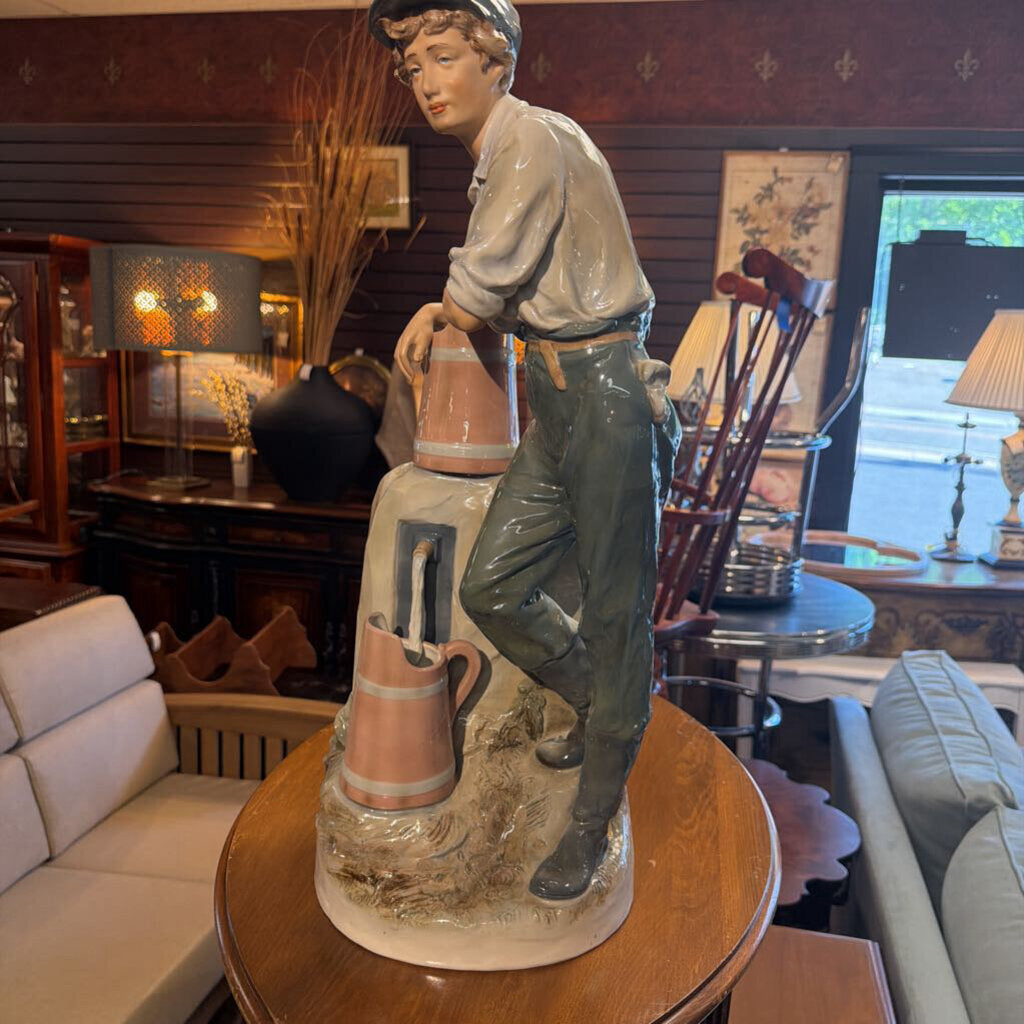 Large Royal Dux Bohemian Porclian Farm Boy (small stress crack)