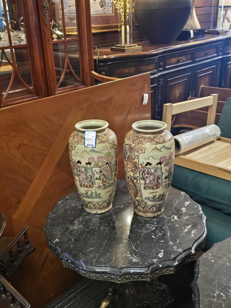 Pair of Chinese Satsuma Style Vases Circa 1950