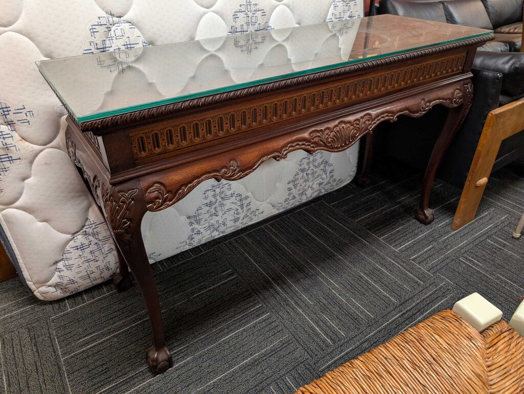 Formal Mahogany Carved Sofa Table