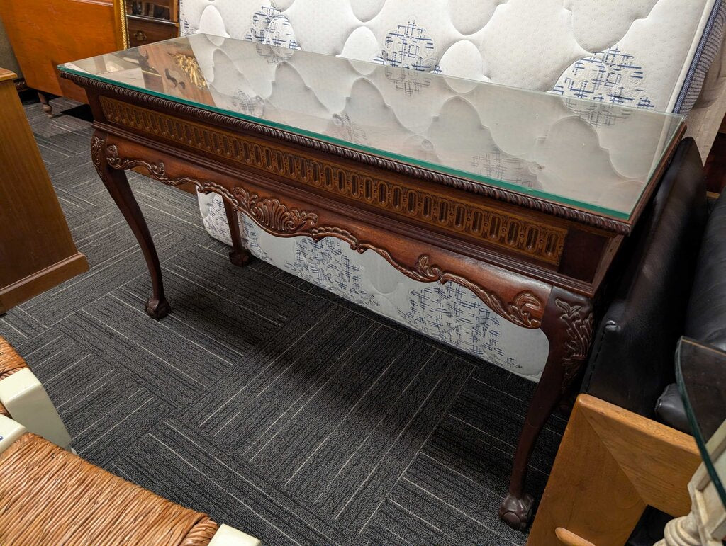 Formal Mahogany Carved Sofa Table