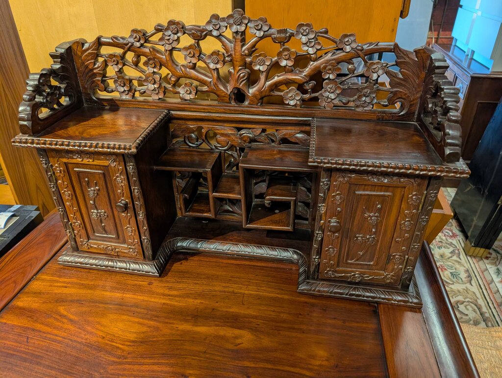 Victorian Rosewood Heavily Carved Rosewood Japanese Desk