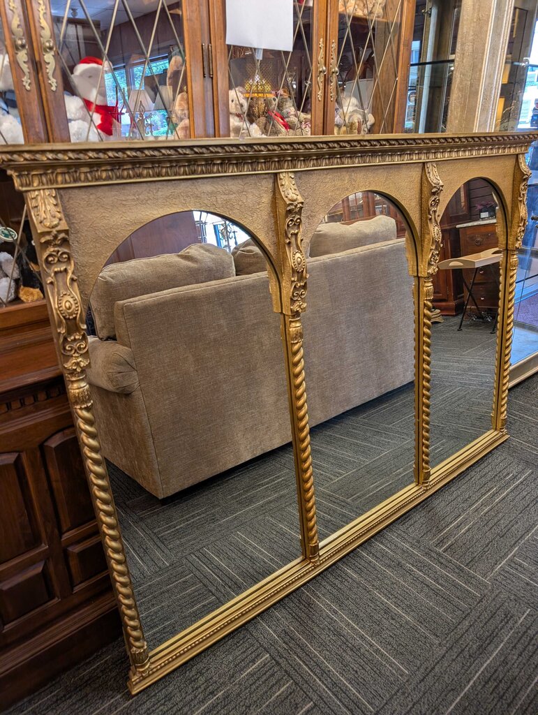 Large Tryptic Gold Gilded Mirror