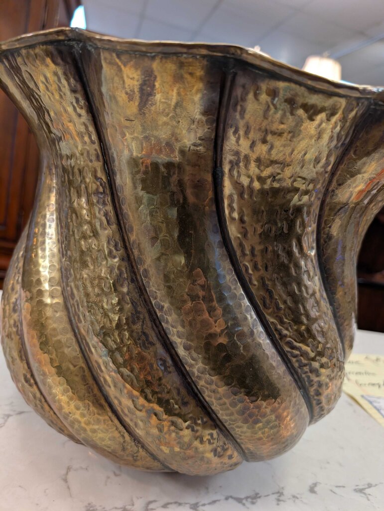 MCM Large Solid Brass Spiral Jardiniere w/ Twisted Spiral or Shell Form (model 1050) Made in Italy