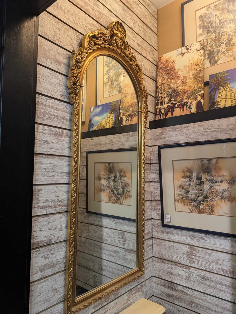 Gold Gilded Pier Mirror With Base