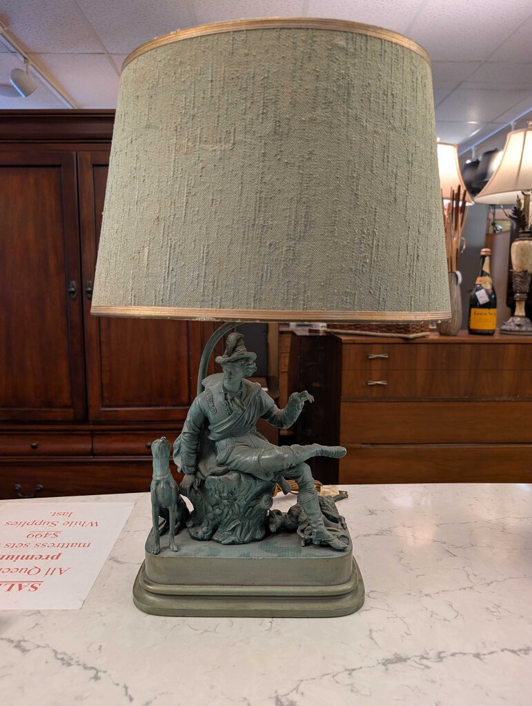 Early 20th Century Continental Cast Metal Huntsman Figure, Mounted as Table Lamp