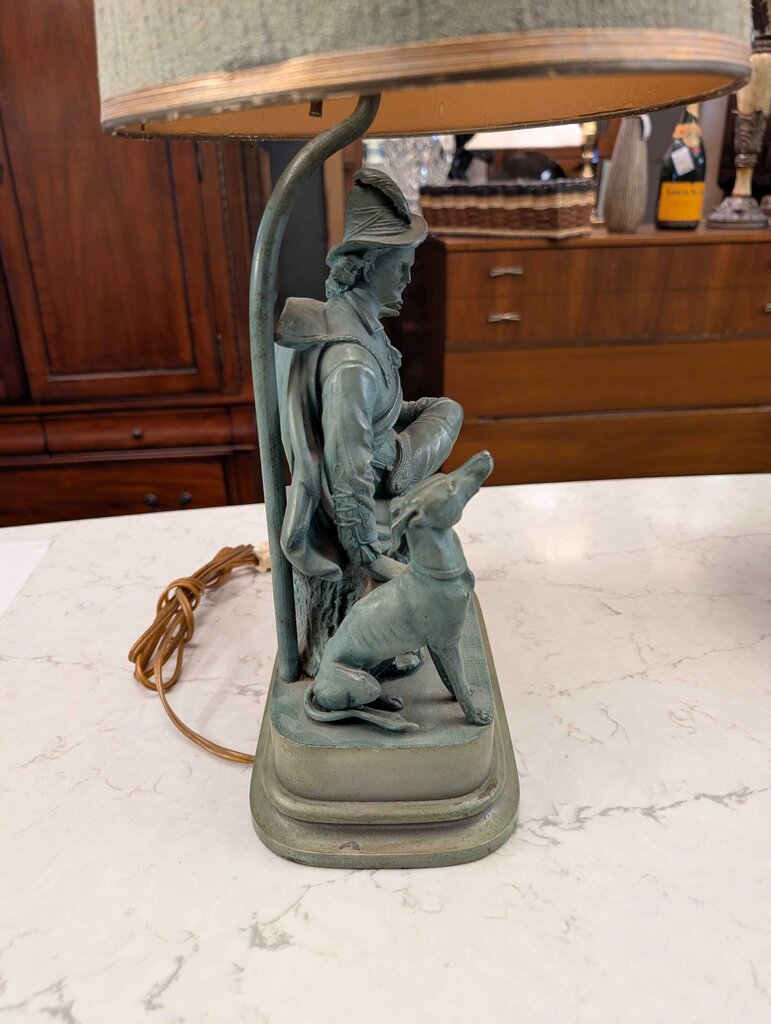 Early 20th Century Continental Cast Metal Huntsman Figure, Mounted as Table Lamp