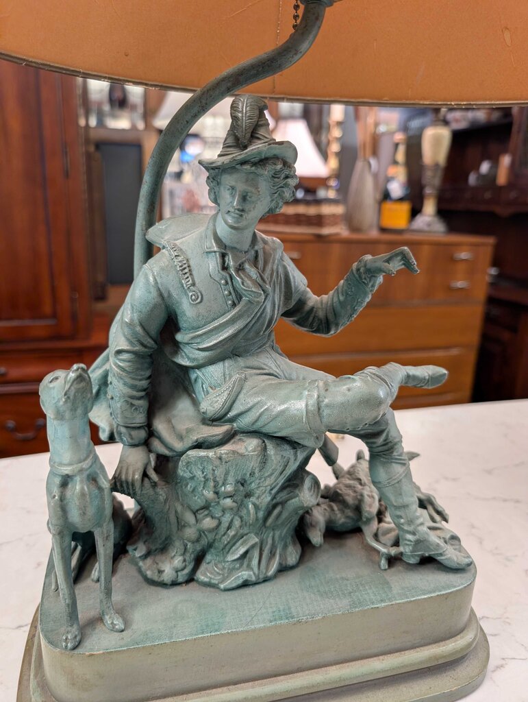Early 20th Century Continental Cast Metal Huntsman Figure, Mounted as Table Lamp