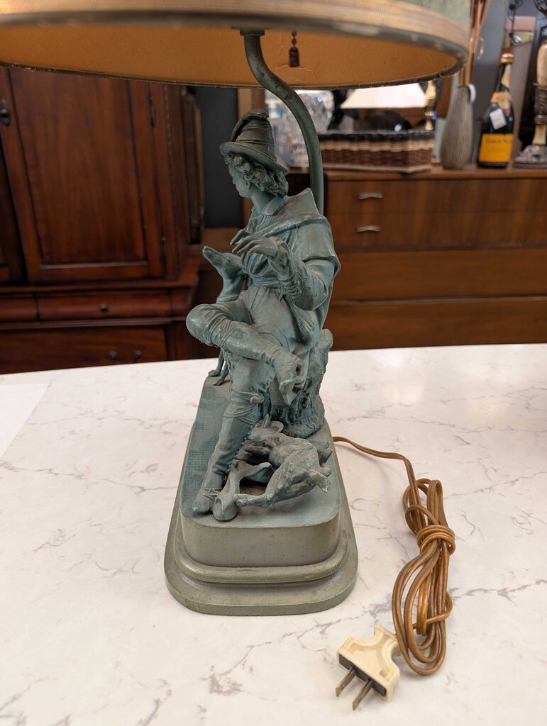 Early 20th Century Continental Cast Metal Huntsman Figure, Mounted as Table Lamp