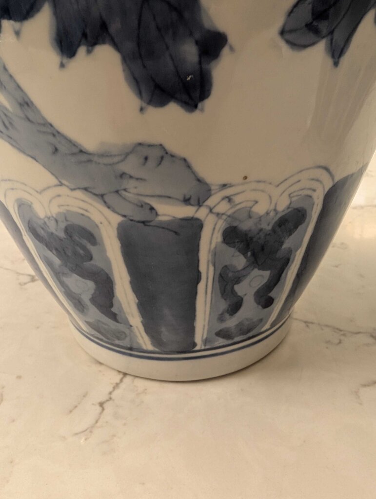 Pair of Decorative Porcelain Chinese Blue & White Vases