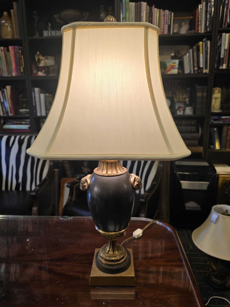 Quality Neoclassical Bronze Ram's Head Table Lamp