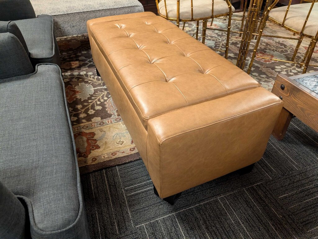 Tufted Vinyl Storage Ottoman