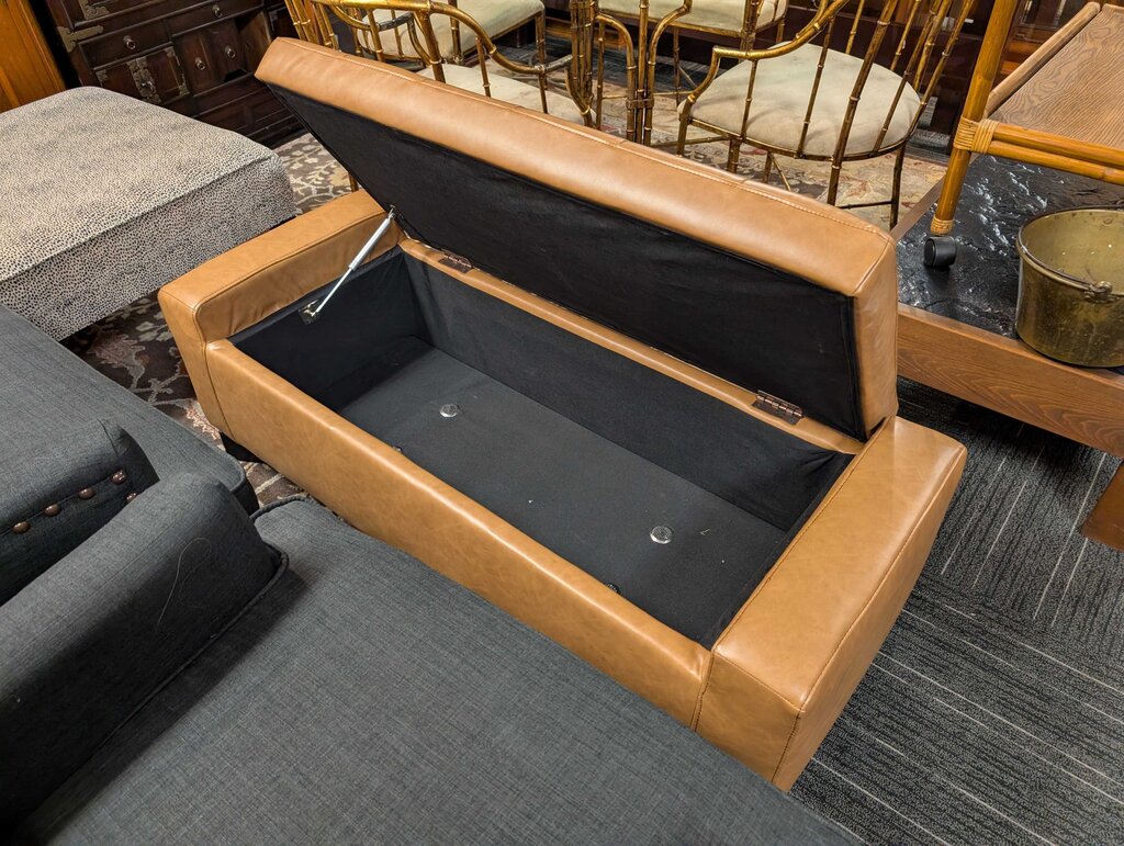 Tufted Vinyl Storage Ottoman