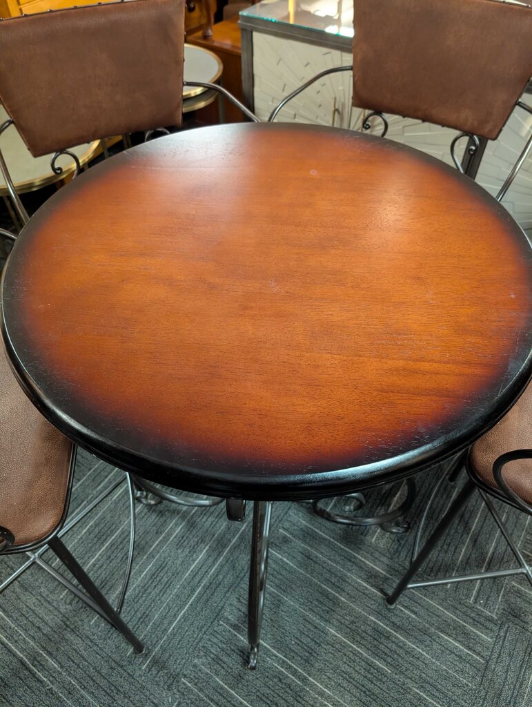 Modern Pub Table With Wrought Iron Stools