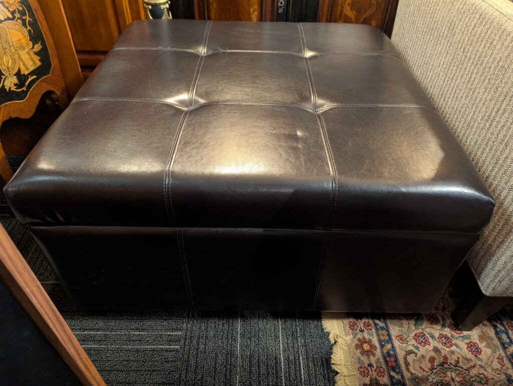 Large Vinyl Storage Ottoman