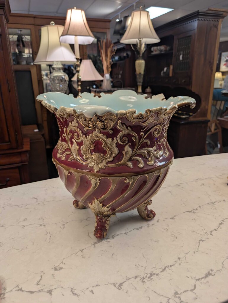 Antique Majolica Jardiniere (repaired & has a chip)