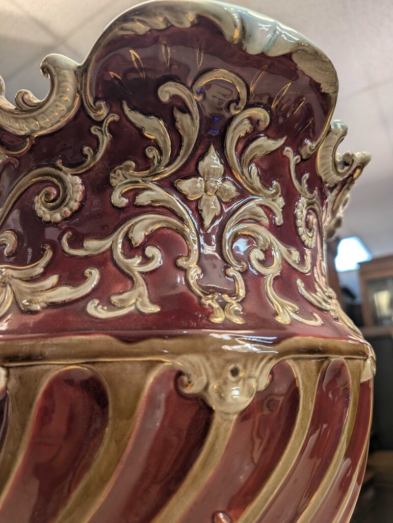 Antique Majolica Jardiniere (repaired & has a chip)