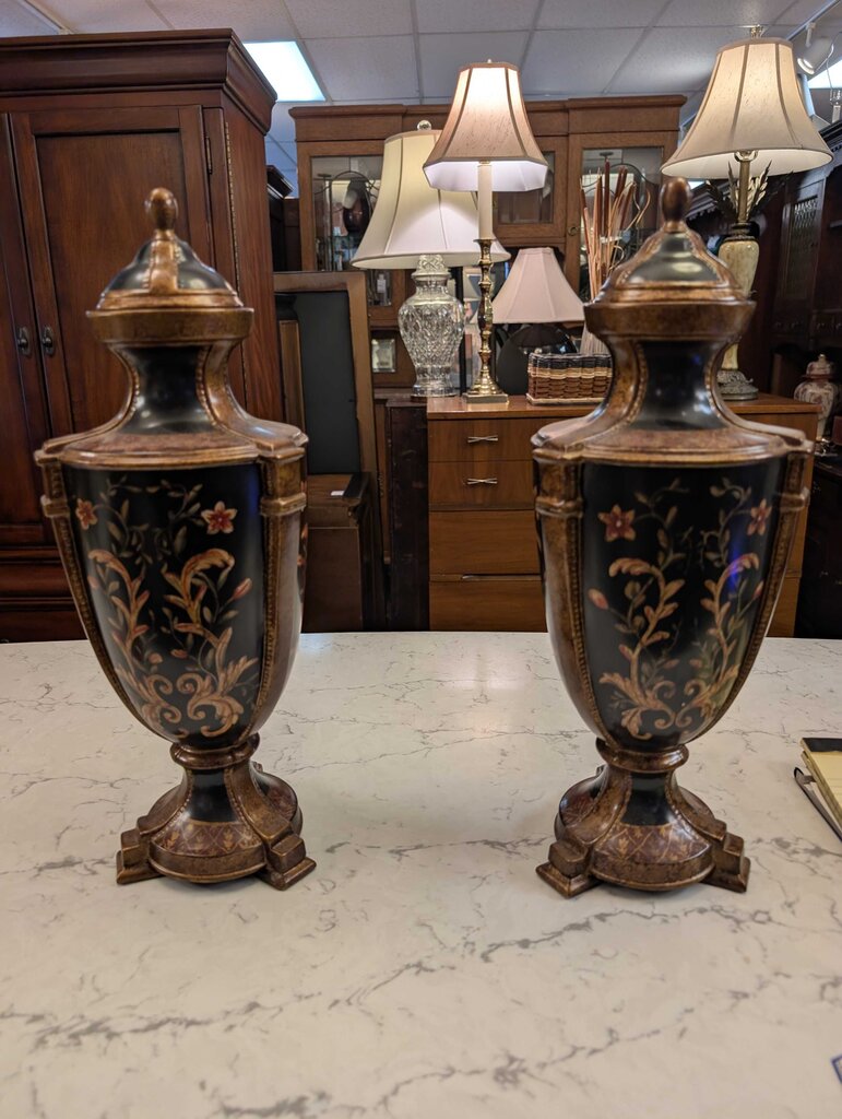 Pair of Designer Covered Urns by Raymond Waits for Toyo