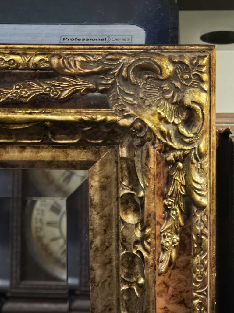 Custom Framed Contemporary Rococo Style Beveled Mirror