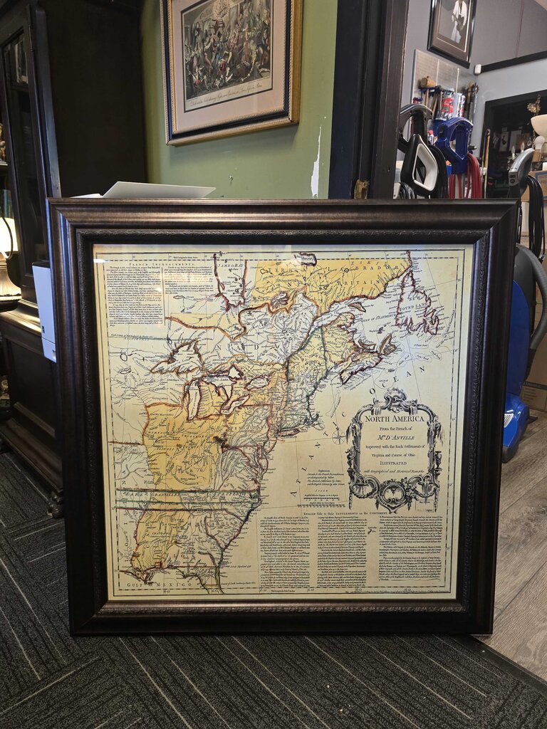 Framed Reproduction 1755 Jeffreys & D'Anville Map of North America