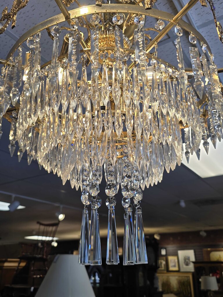 Fabulous Vintage Bronze & Crystal Chandler (some minor damage)