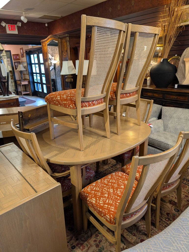 Vintage 1970s Lane Parquet Table With Six Chairs