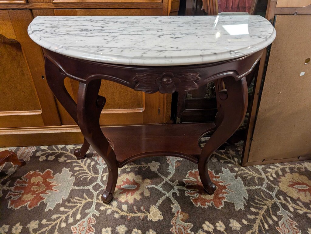 Mahogany Marble Top Entry Table