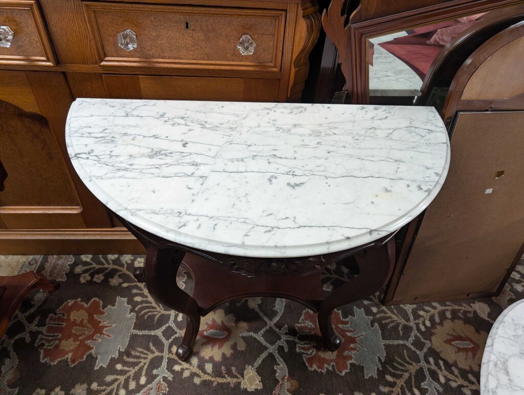 Mahogany Marble Top Entry Table