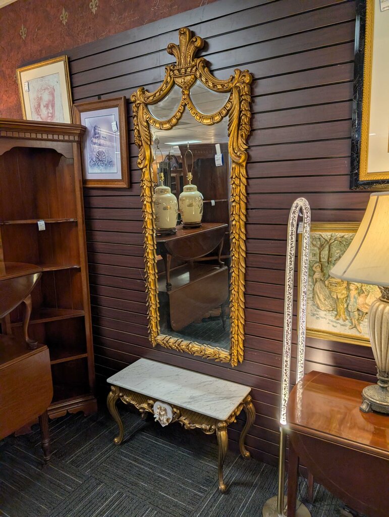 Gold Gilded Pier Mirror With Base