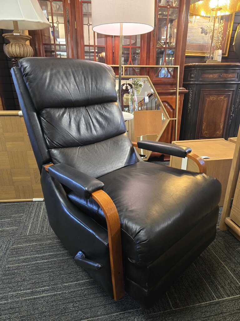 Lane Contemporary Bentwood Arm Leather Rocker Recliner