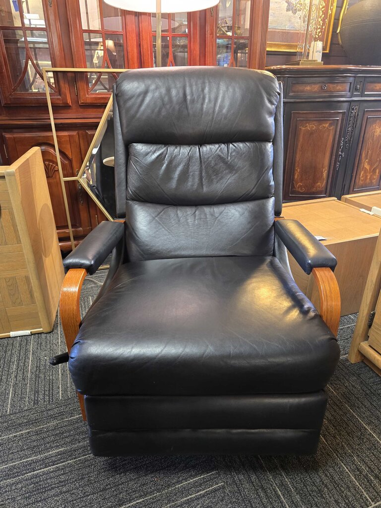 Lane Contemporary Bentwood Arm Leather Rocker Recliner