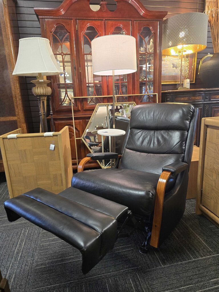 Lane Contemporary Bentwood Arm Leather Rocker Recliner