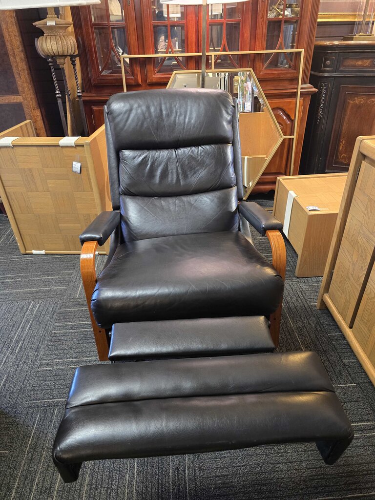 Lane Contemporary Bentwood Arm Leather Rocker Recliner
