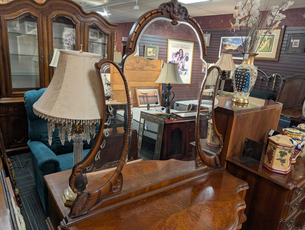 Art Deco Vanity With Mirror And Bench