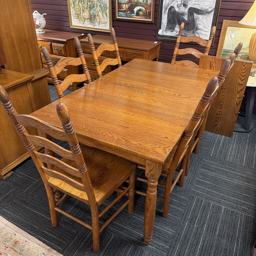 Oak Table With Six Ladderback Chairs