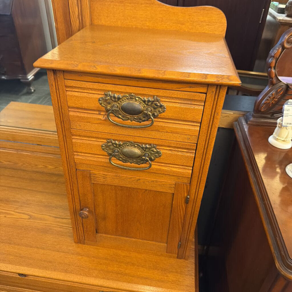 Antique Oak Chest With Mirror