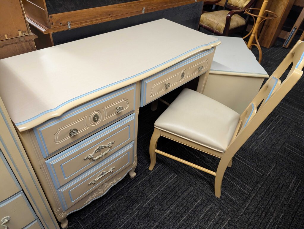 Paint Decorated Desk With Chair