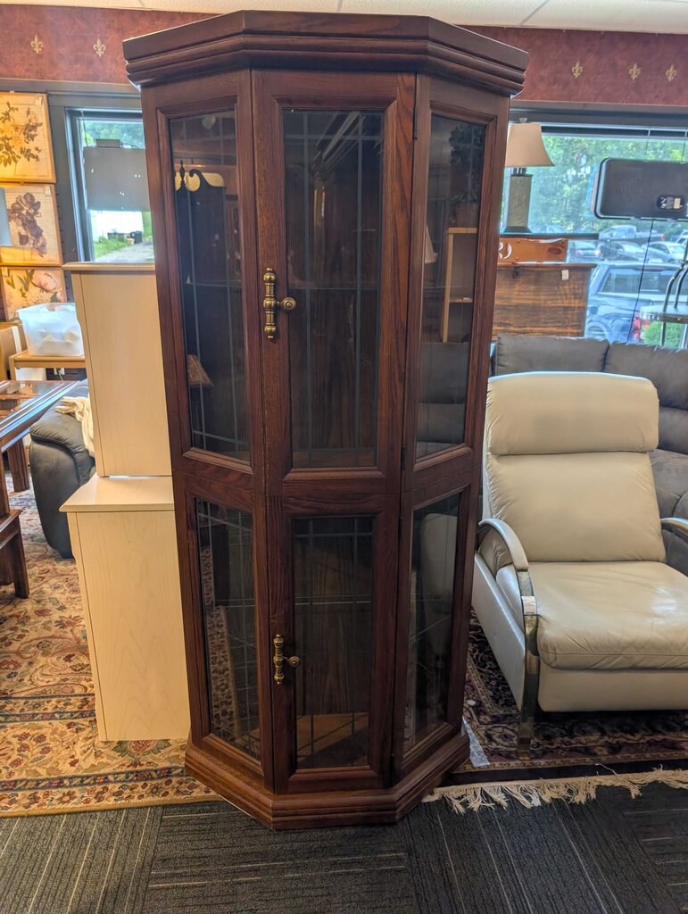Vintage Oak Curio Cabinet
