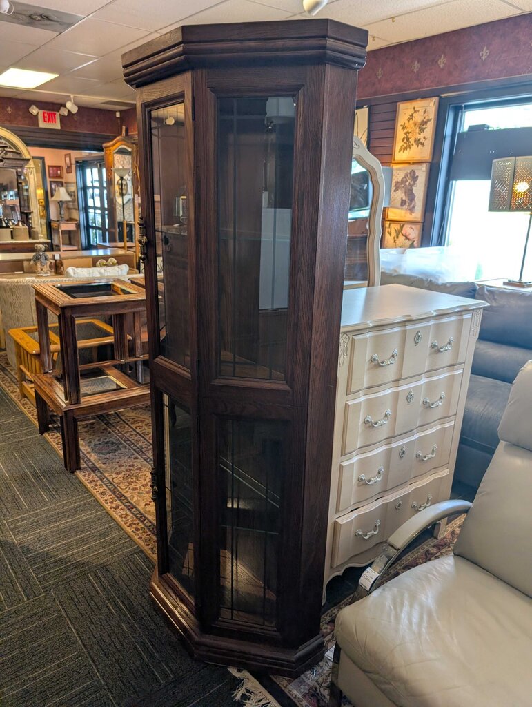Vintage Oak Curio Cabinet