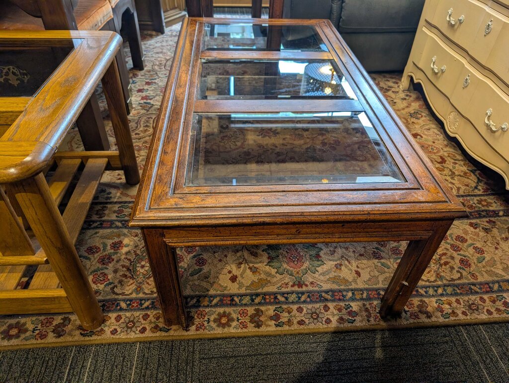 Vintage Glass Top Coffee Table