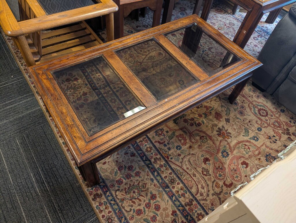 Vintage Glass Top Coffee Table