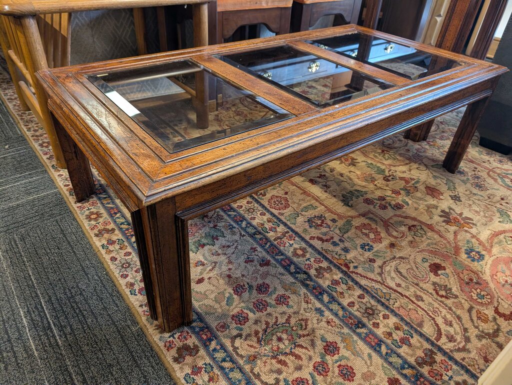 Vintage Glass Top Coffee Table